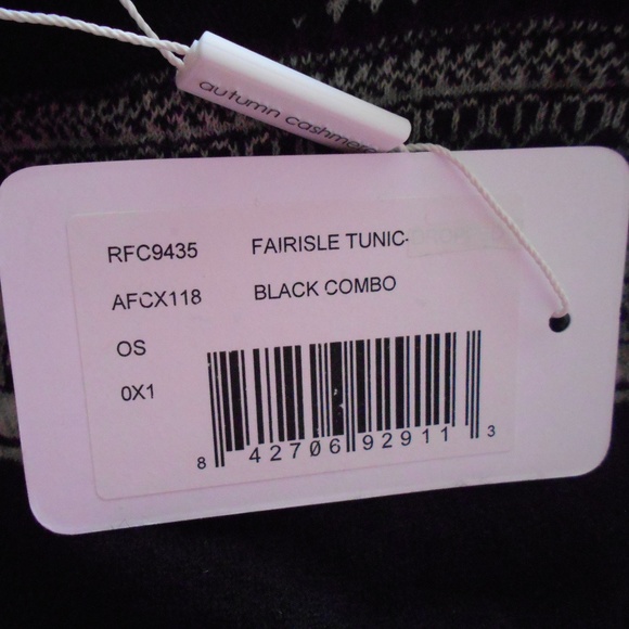 NWT $330 AUTUMN CASHMERE 100% Cashmere Black Combo Fairisle Tunic S/M GORGEOUS! - Picture 8 of 8